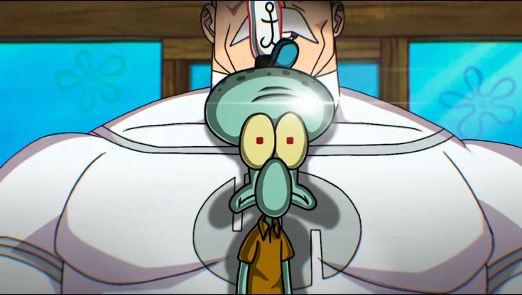 Squidward Backed by Conquest meme template blank