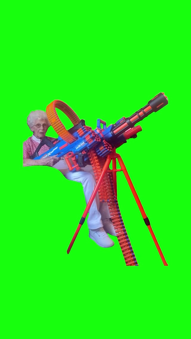 Strapped Grandma meme template blank