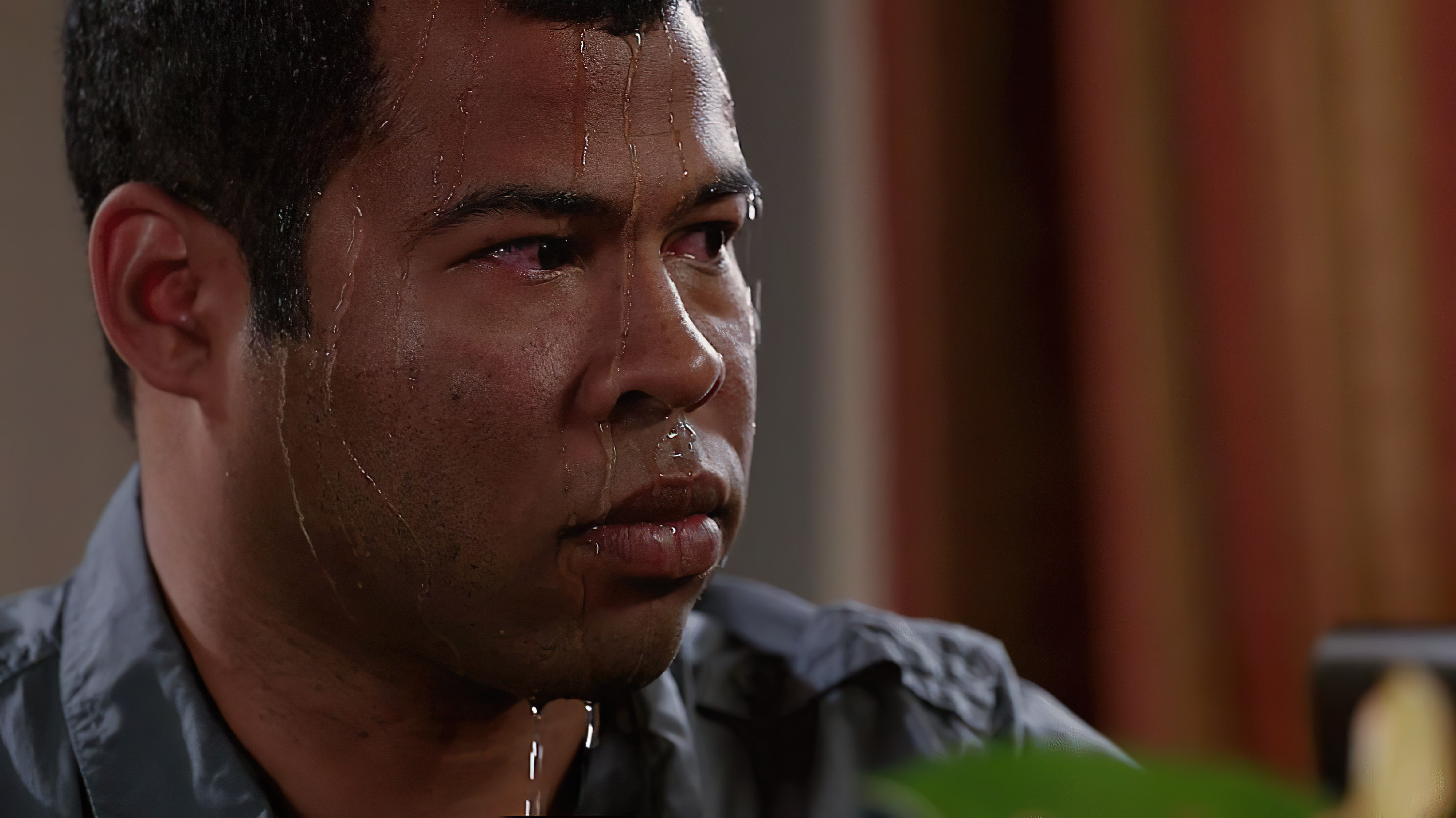 Sweating Jordan Peele meme template blank - image format