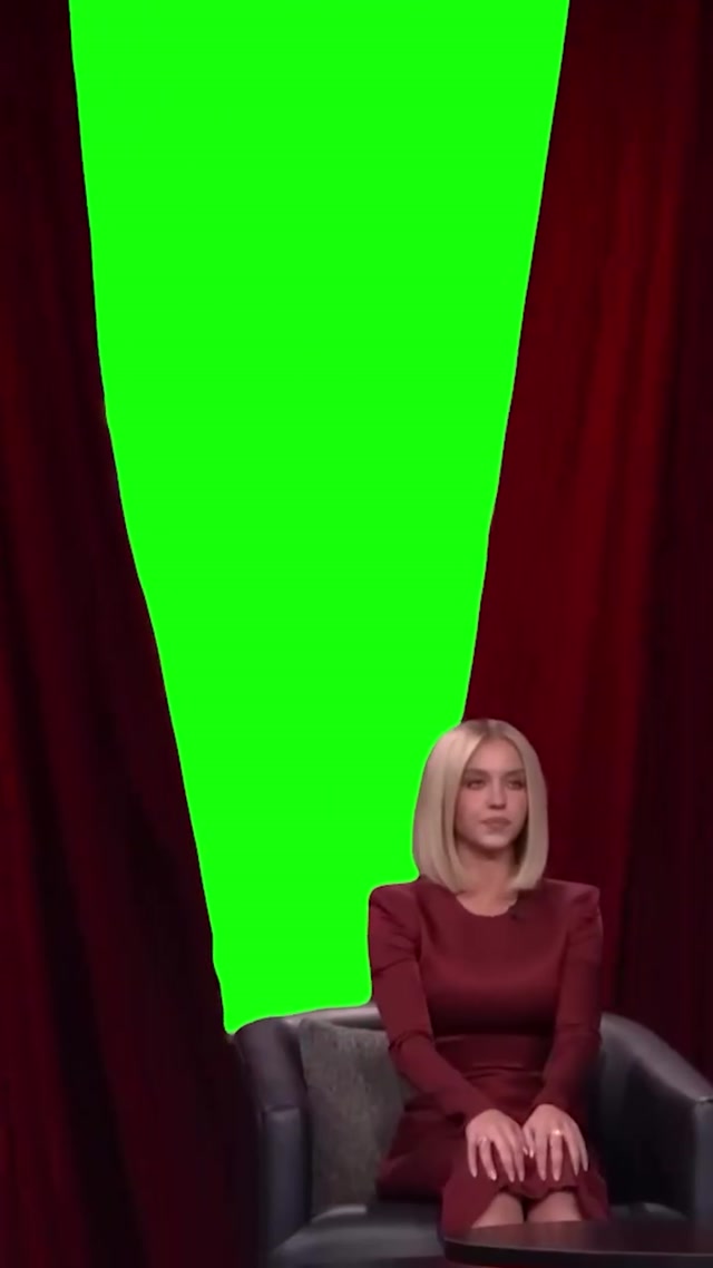 Sydney Sweeney Curtain Revelal meme template blank