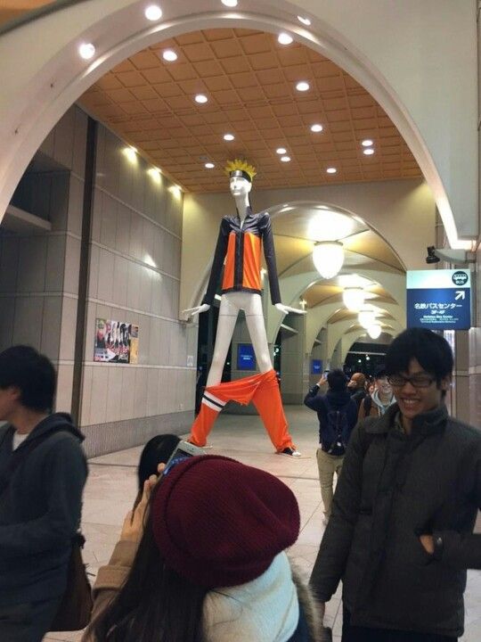 Tall Nana-chan Mannequin Cosplaying Naruto Pants Down meme template blank - image format