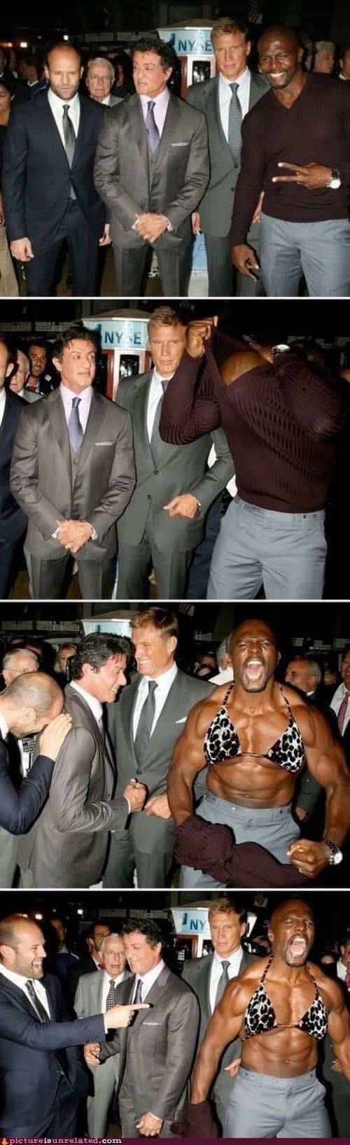 Terry Crews Leopard Bikini Reveal meme template blank