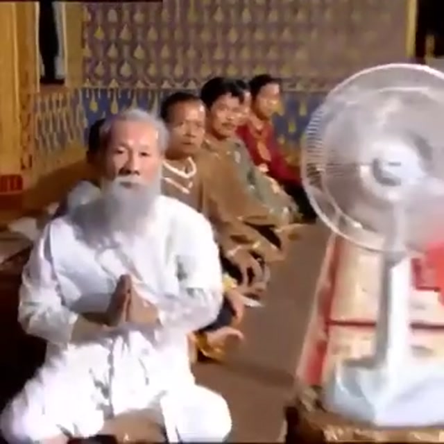 Thai Monk Electric Fan Commercial meme template blank