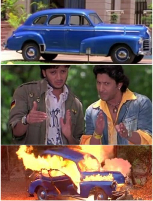 The Dhamaal Blue Car meme template blank