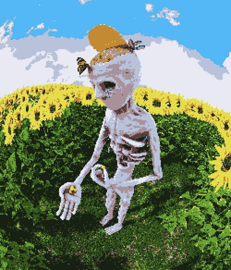 The Flower Boy Depressed Alien meme template blank - image format