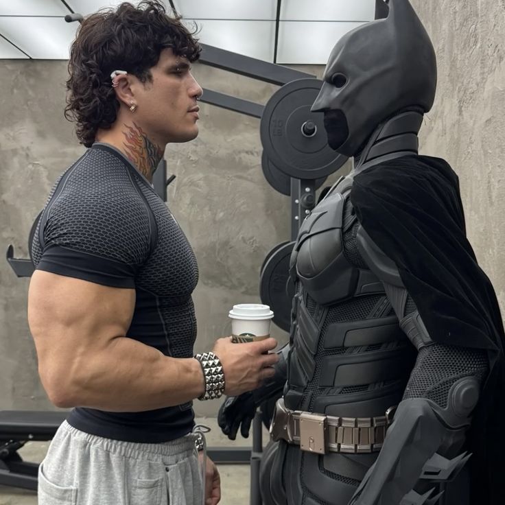 The Gym Batman Standoff meme template blank - image format