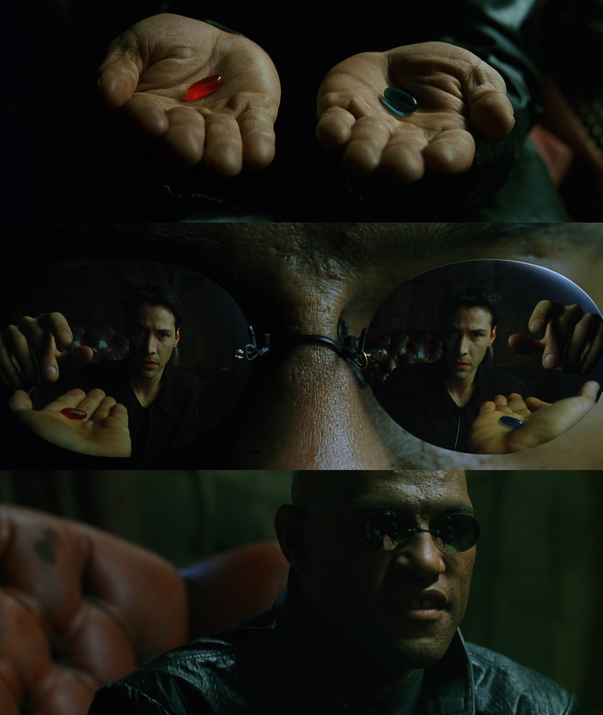 The Matrix Red Pill vs. Blue Pill meme template blank - image format