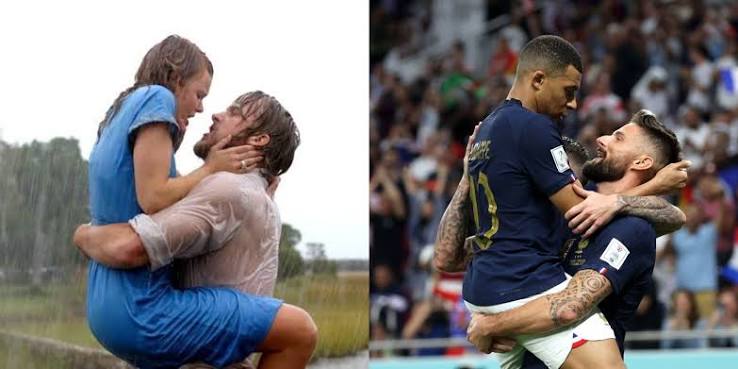 The Notebook vs. Mbappé and Giroud meme template blank - image format