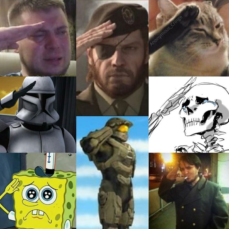 The Respectful Salute Collage meme template blank