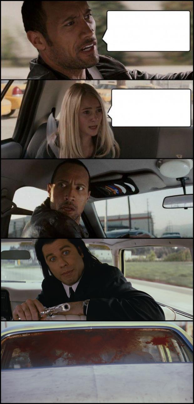 The Rock's Surprise Gunman meme template blank