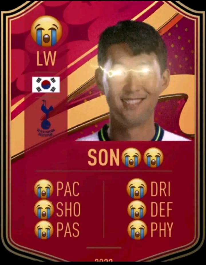 The Ultimate Team "Son" Irony Card meme template blank