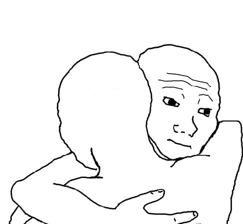 The Wojak Hug meme template blank