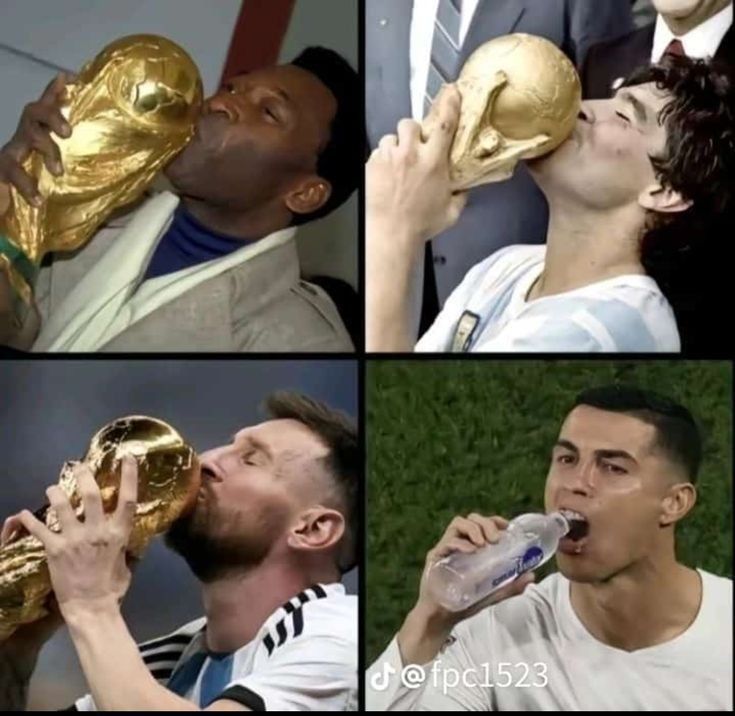 The World Cup Kiss vs. Ronaldo Drinking Water meme template blank
