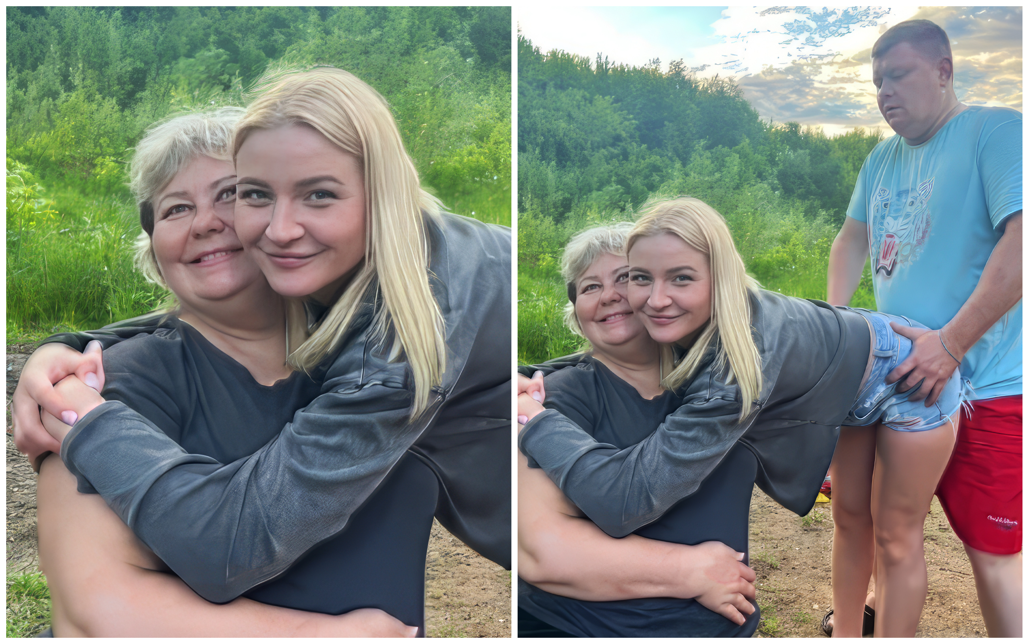 The Zoomed-In Hug meme template blank - image format