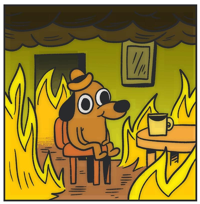 This Is Fine Clean Version meme template blank