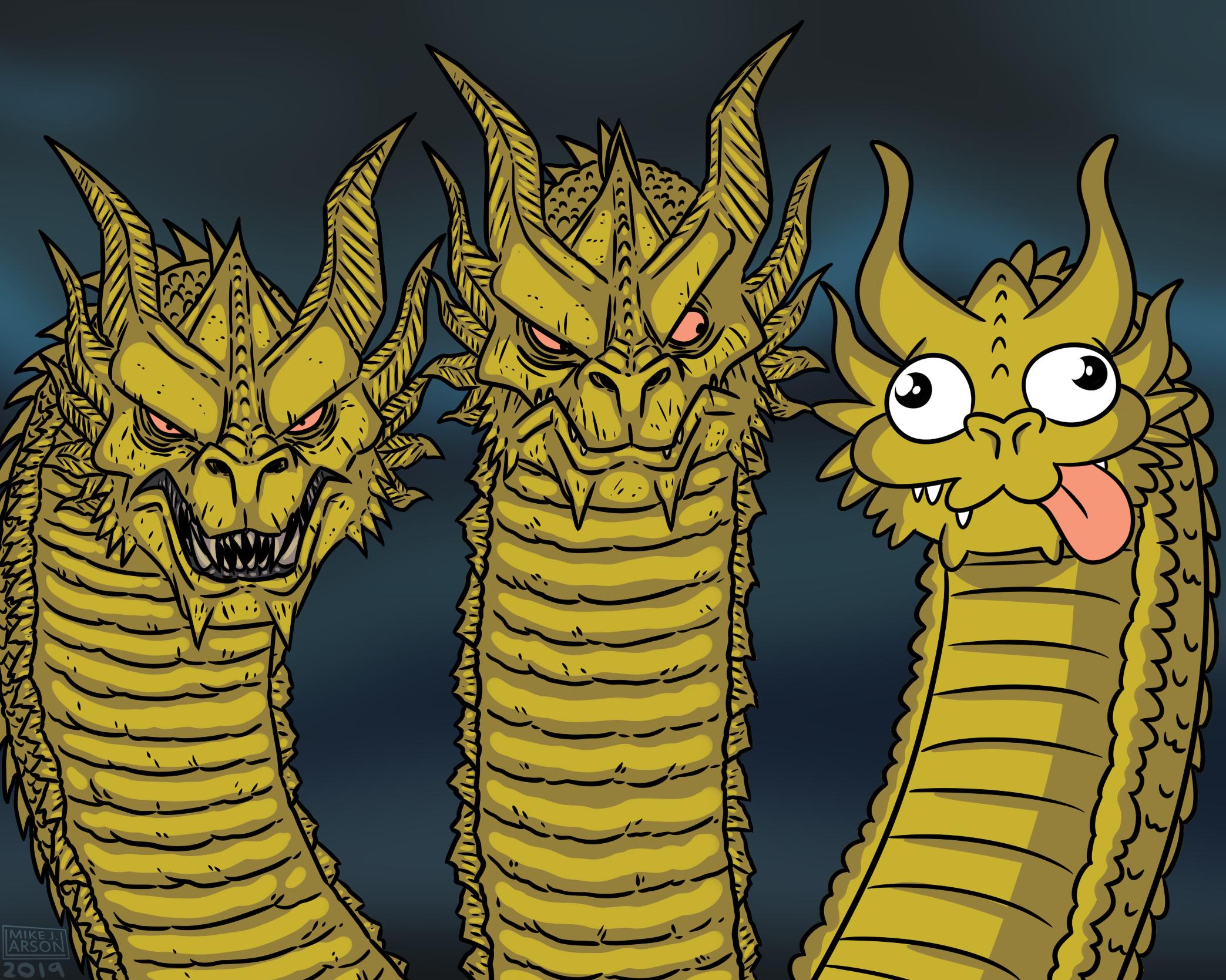 Three-Headed Dragon meme template blank - image format