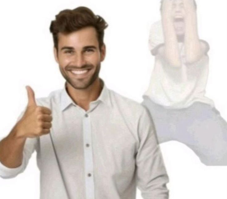 Thumbs Up Crying Inside meme template blank