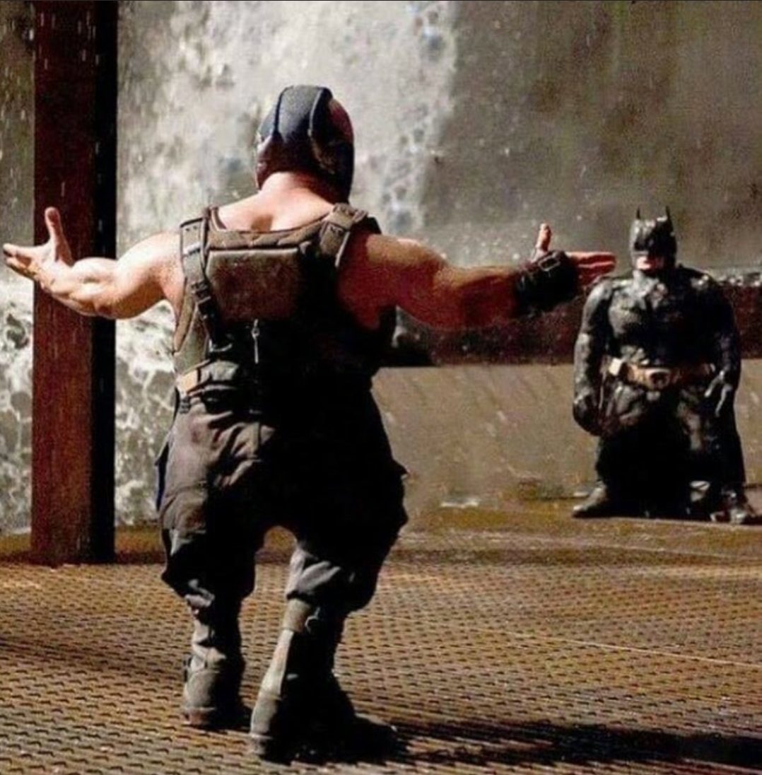 Tiny Bane vs. Tiny Batman meme template blank - image format