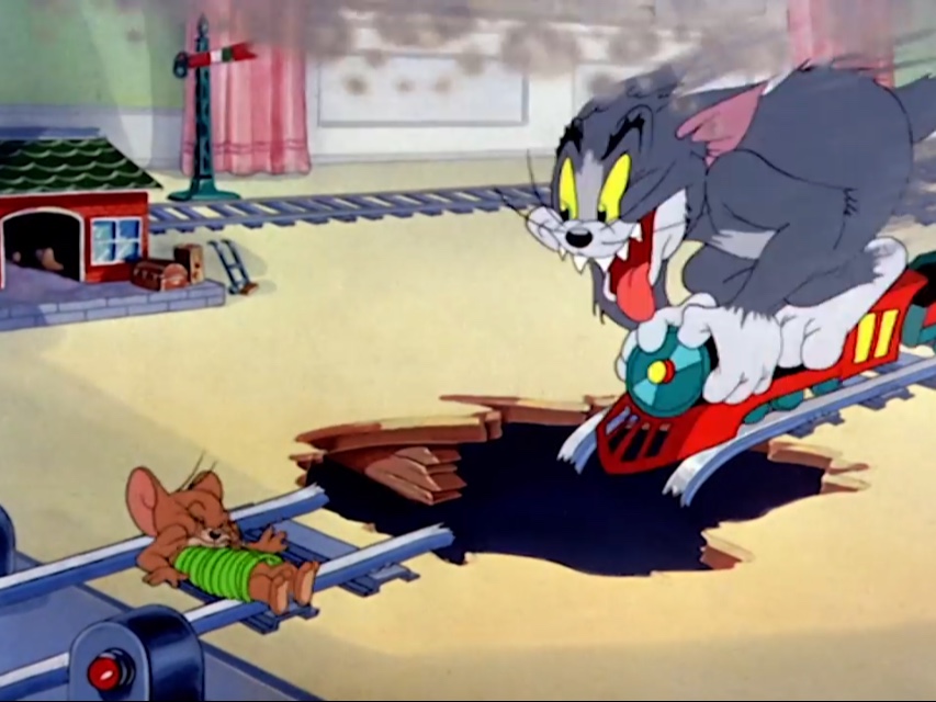 Tom’s Toy Train Jump meme template blank