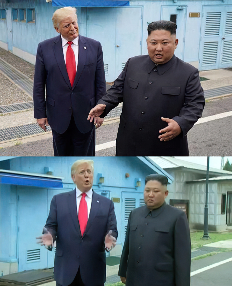 Trump Correcting Kim Jong-Un meme template blank - image format