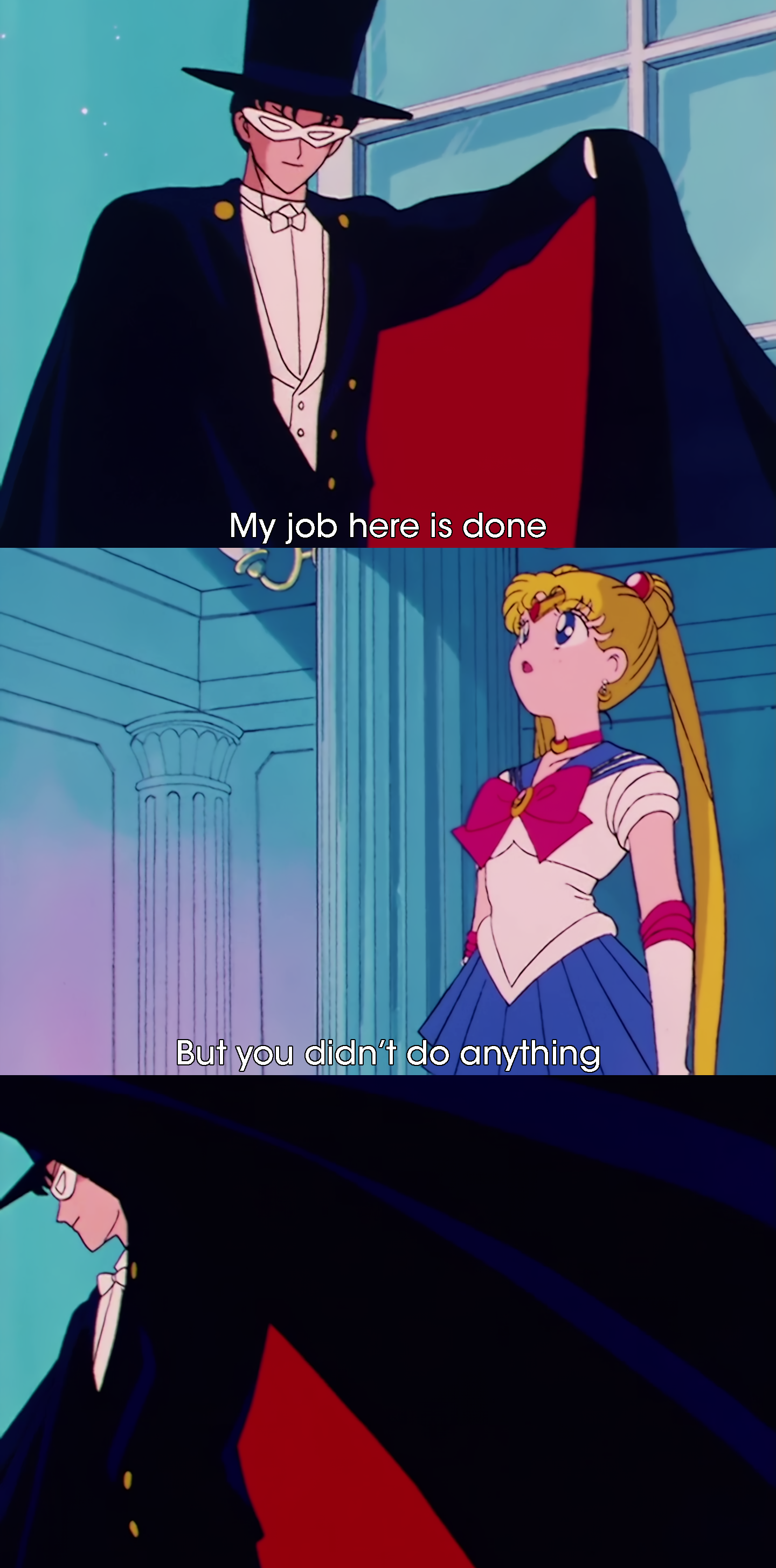 Tuxedo Mask's Departure blank meme template blank - image format