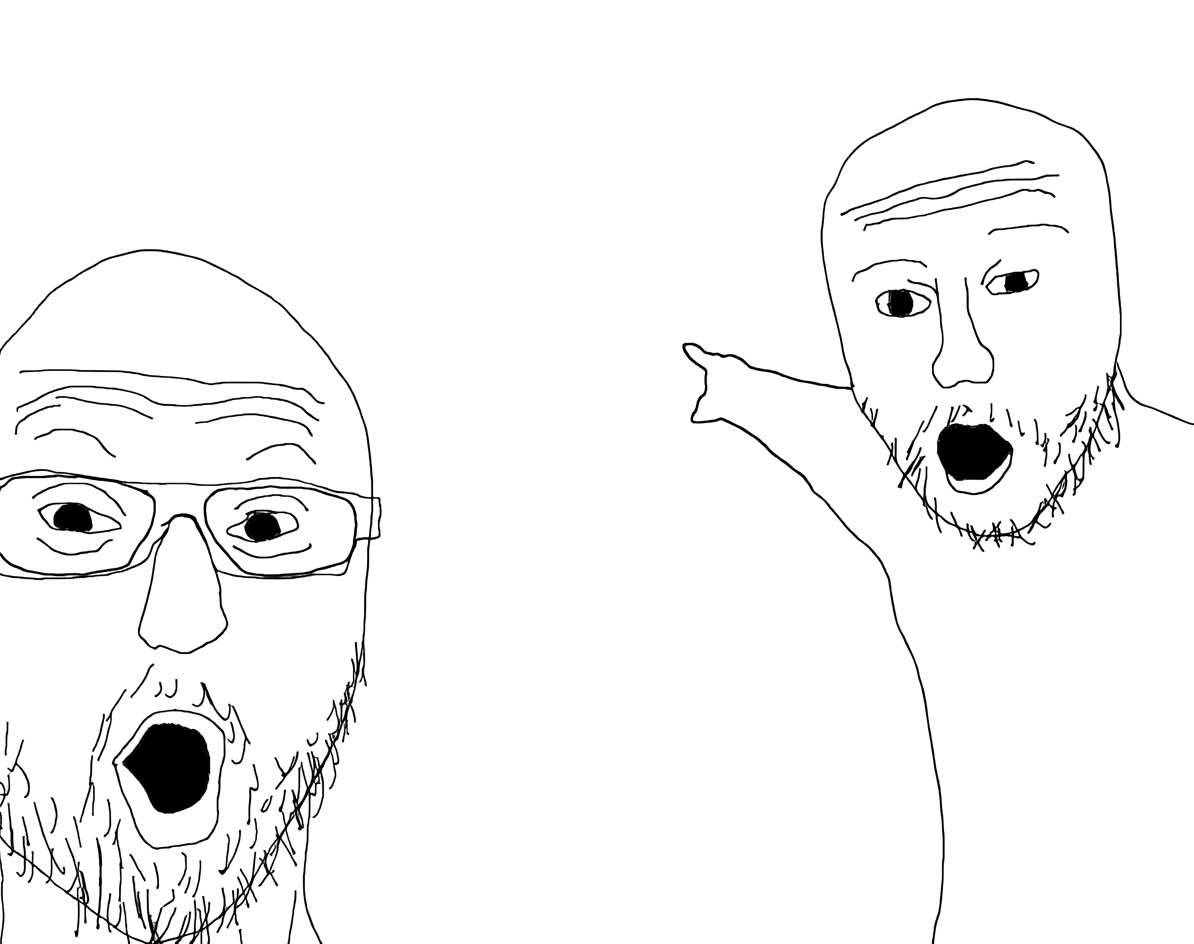 Two Soyjaks Pointing meme template blank - image format