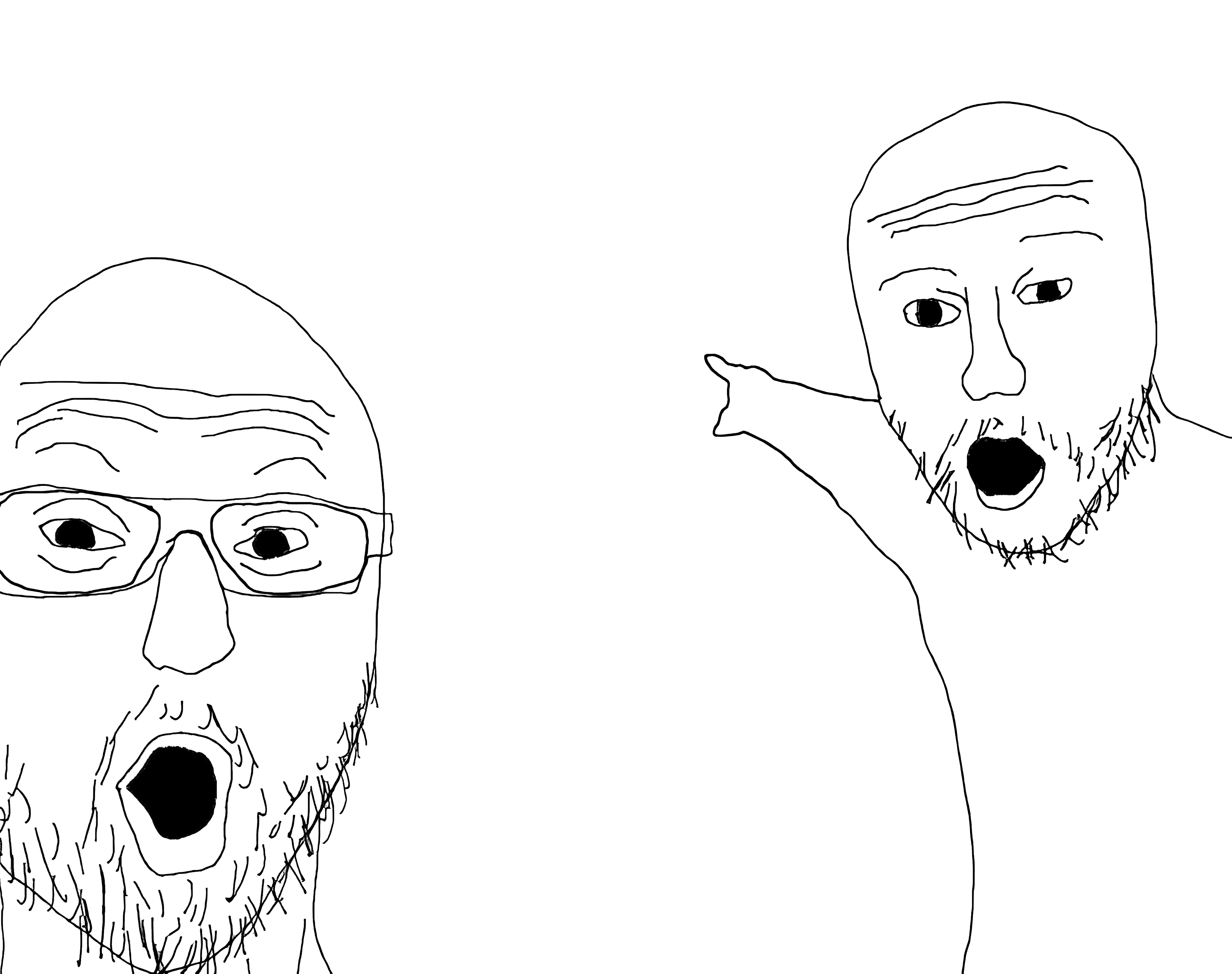 Two Soyjaks Pointing blank meme template blank - image format