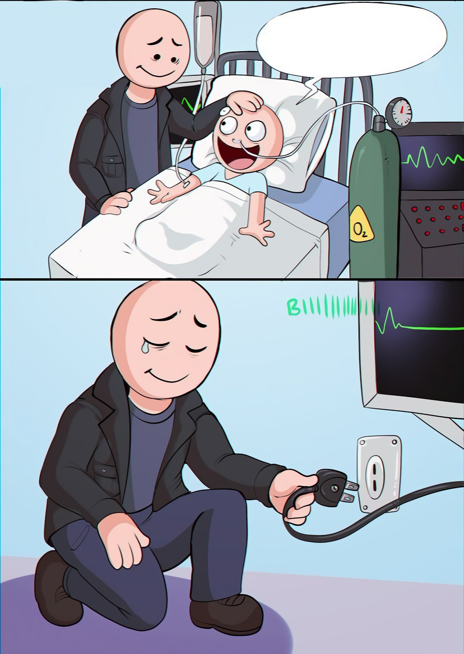 Unplugging the Life Support meme template blank - image format
