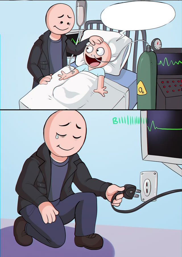 Unplugging the Life Support meme template blank