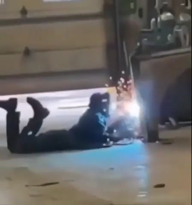 Welder Feet Kicking meme template blank