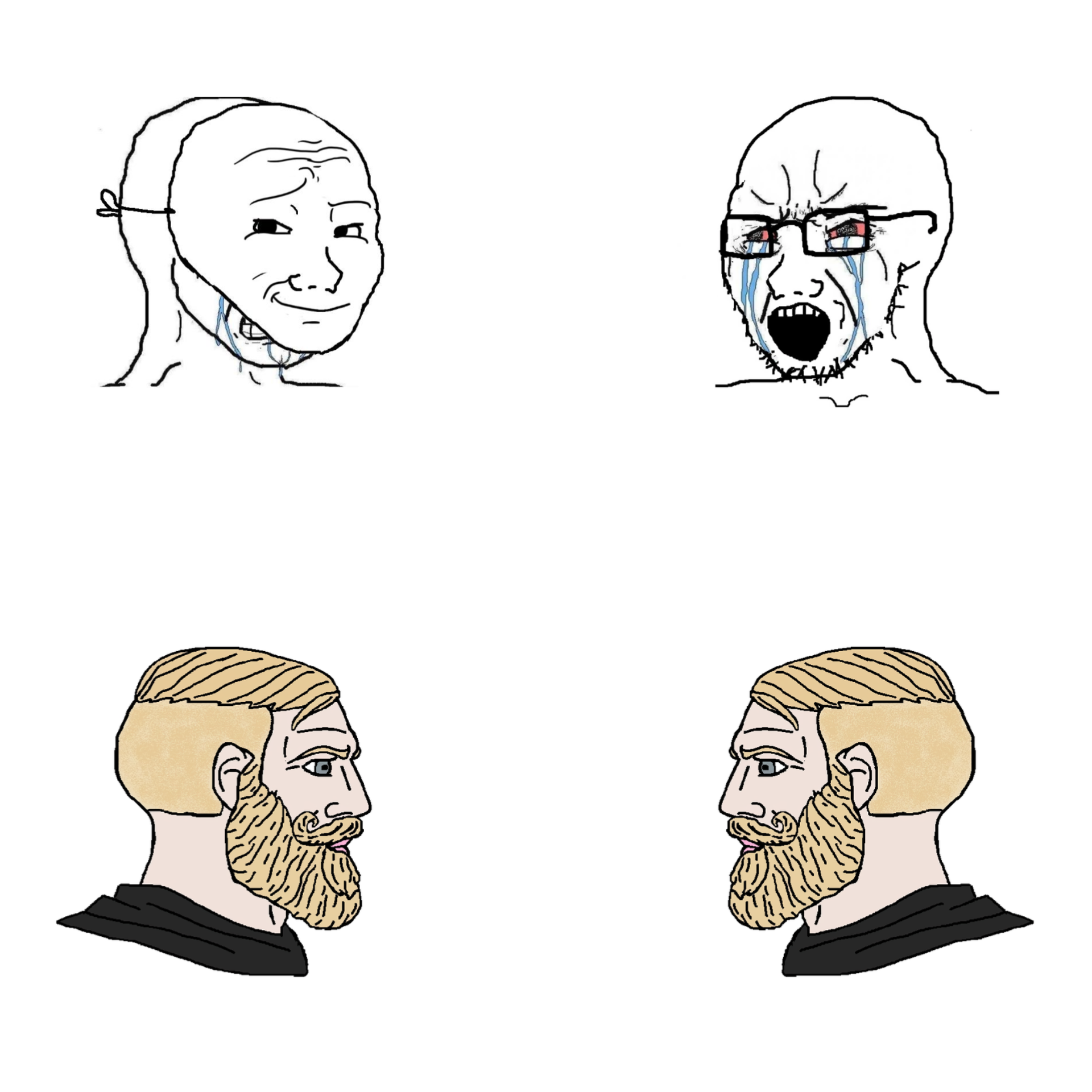Wojaks vs. Nordic Chads meme template blank - image format