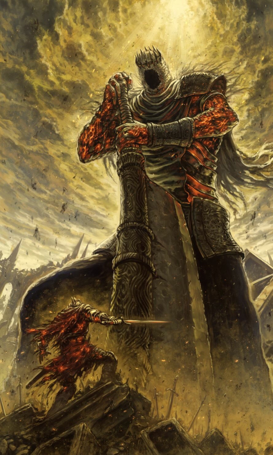 Yhorm the Giant vs. The Ashen One meme template blank - image format